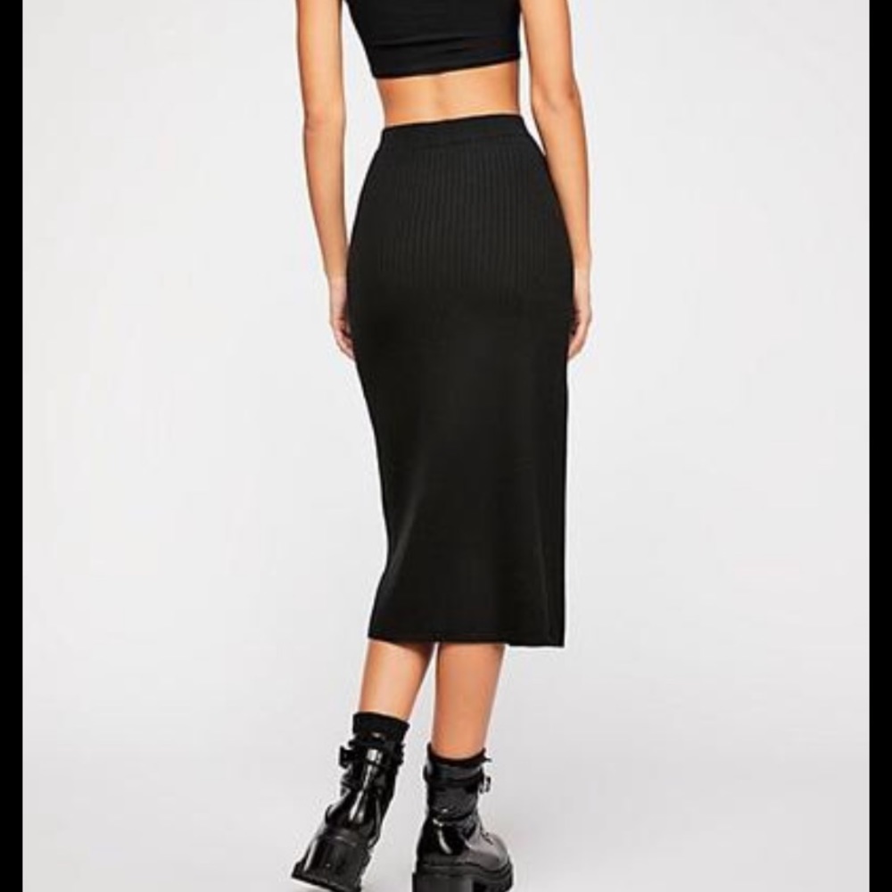 Free People Skyline Skirt NWT Small Midi Black - Picture 3 of 8